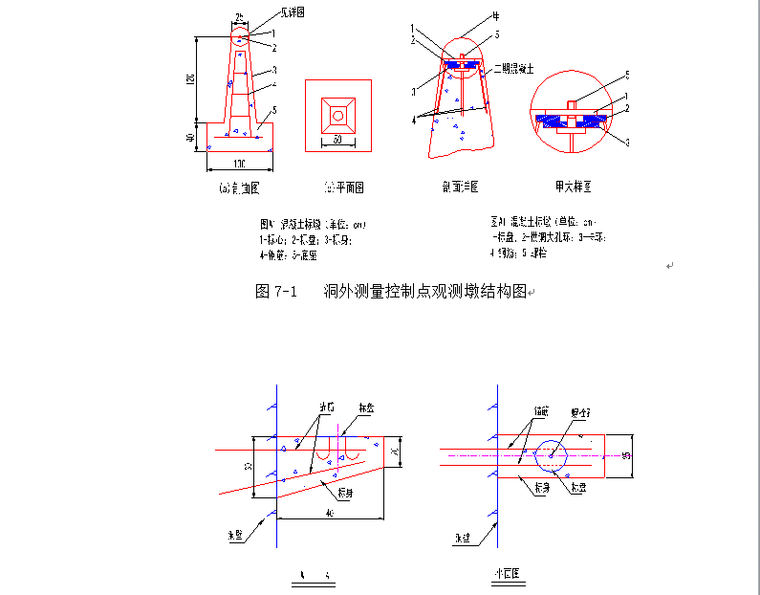 洞內測量控制點觀測墩結構圖