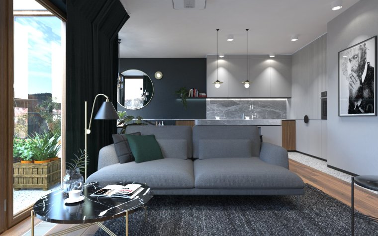 斯德哥尔摩的阁楼公寓资料下载-波兰79m²现代风阁楼公寓