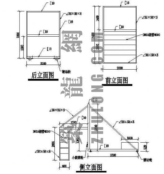 桥梁装饰资料下载-桥梁外栏杆装饰代脚手架小车设计图