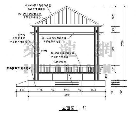 简易木结构凉亭设计图图片