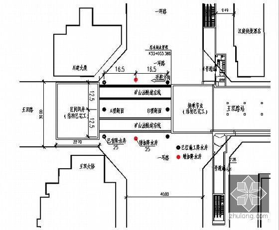 [四川]地铁区间矿山法隧道施工安全专项施工方案56页（注浆大管棚 喷锚构筑法）-矿山法隧道降水井平面布置图