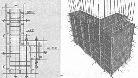 [广东]框剪结构办公楼工程模板工程施工方案(112页 计算详细)-墙模板示意图 