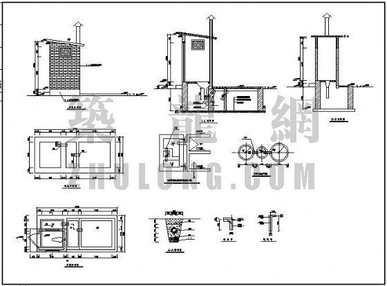 化粪池厕所设计图CAD资料下载-北京农村三格化粪池厕所设计详图
