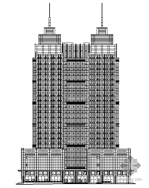 装修效果图100平米资料下载-[烟台某开发区]现代商务大厦设计方案(CAD+效果图)