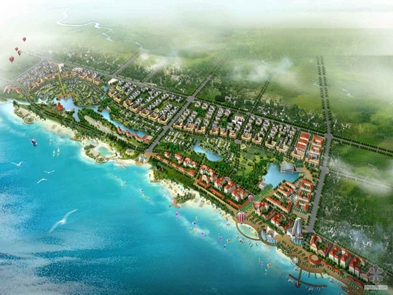 滨海新区新城镇规划图资料下载-[海南]某滨海新区概念性规划（竞标）