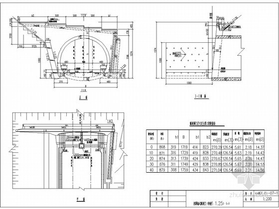 隧道洞门设计CAD图资料下载-挡翼式隧道洞门CAD图（有碴）