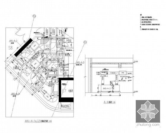 [四川]大型演艺中心暖通全套施工图110张（知名设计院）-空调机房平面图