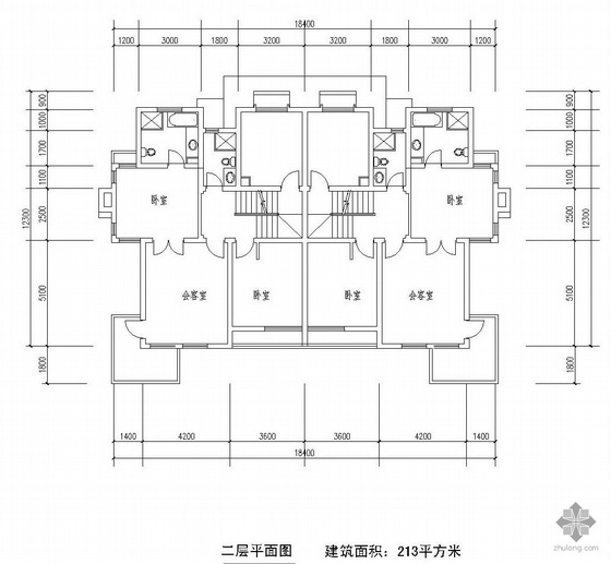 二层双拼别墅户型图(227/213)-3