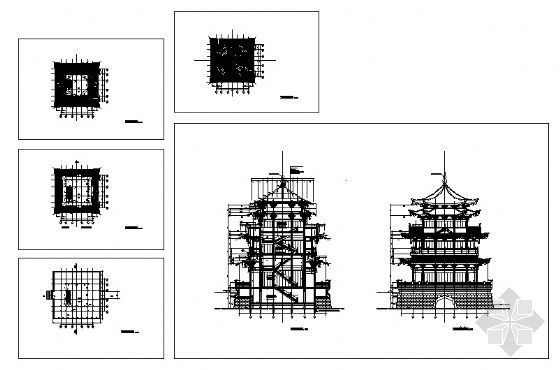 某四层仿古塔建筑设计方案图-4