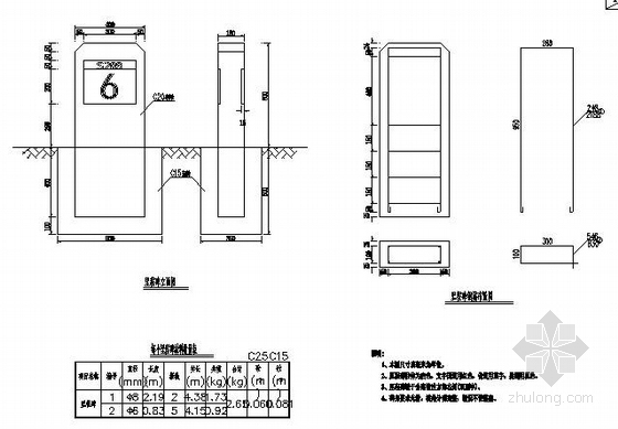 公路交通安全设施施工图46张（标志标线护栏）-里程碑一般构造图