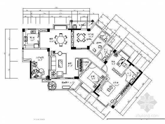 样板房户内装修设计图纸资料下载-经典四居样板房室内装修图（含效果）