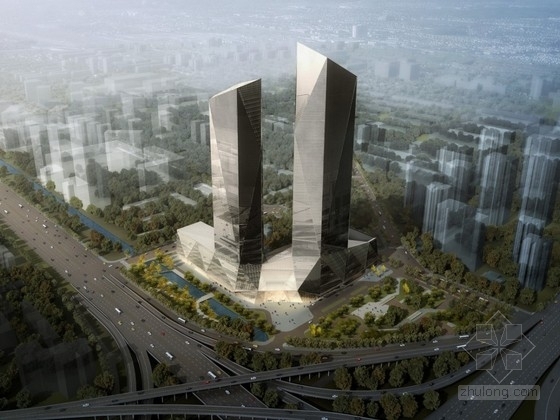 L形高层办公楼资料下载-[北京]66层超高层写字楼建筑设计方案文本（知名公司设计）