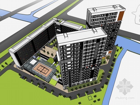 公寓模型su资料下载-公寓大楼SketchUp模型下载