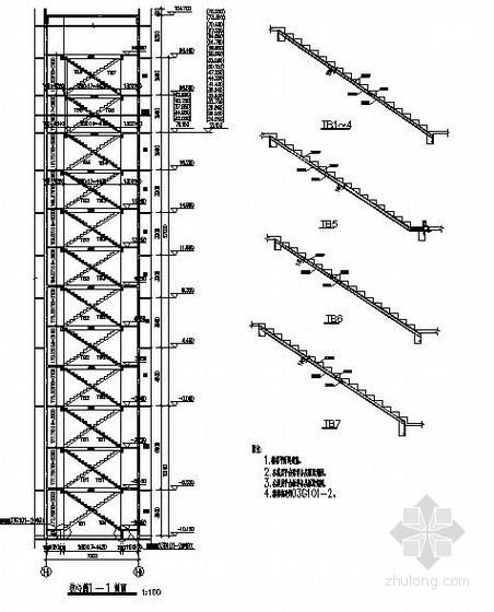 核心筒建筑布置资料下载-某主楼核心筒楼梯构造详图