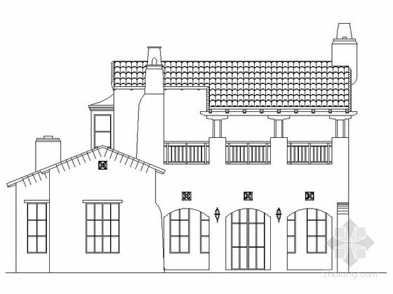 西班牙式别墅风格资料下载-[重庆]某二层西班牙式高级别墅建筑施工图（含建筑节能模型）