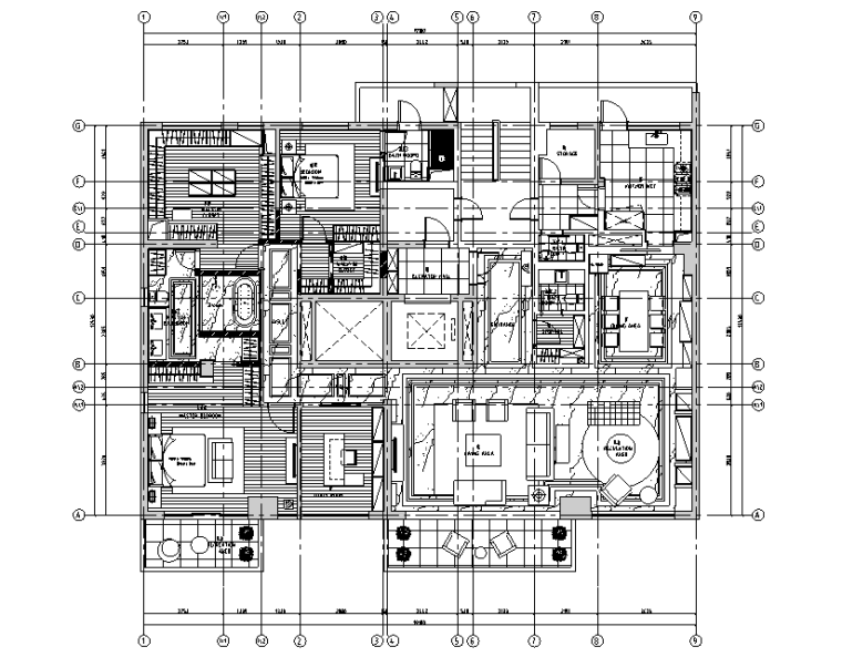 时尚简约四居室资料下载-[上海]北美风格四居室住宅设计施工图（附效果图）