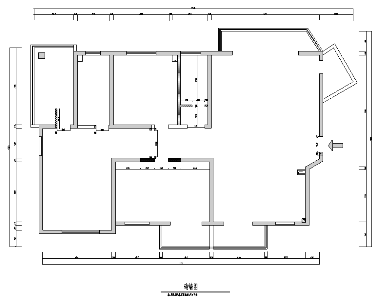 现代中式极简风三居室住宅空间设计施工图（附效果图）-砌墙图