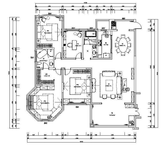 装修设计尺寸资料下载-[江苏]素白风住宅装修设计施工图（附效果图）