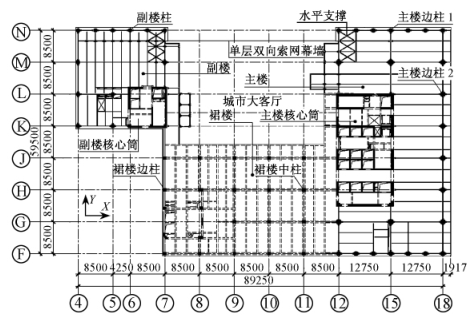 武汉知名地产广场混合减震连体高层结构设计_3