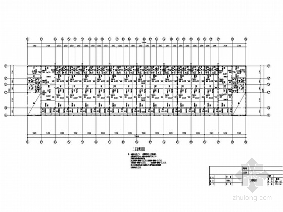 [湖南]地上六层砖混结构住宅楼结构施工图-二层板配筋图 