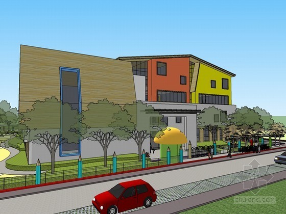 幼儿园建筑SU模型下载资料下载-幼儿园卡通建筑SketchUp模型下载