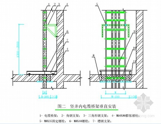 [江苏]大型综合楼机电安装施工组织设计73页（含水暖电）-电缆桥架垂直安装 