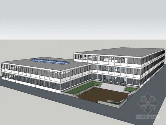 舞蹈教室把杆模型资料下载-通透教室建筑SketchUp模型下载