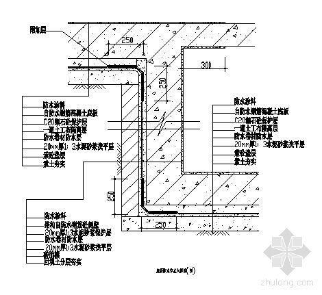 防水蓬节点大样图资料下载-底板防水节点大样图(四)