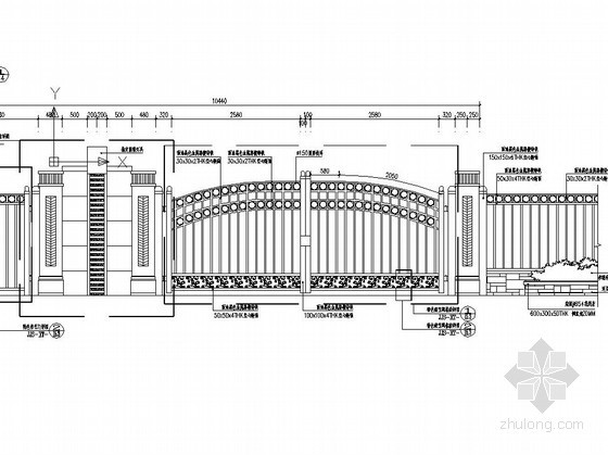 工厂铁艺大门CAD资料下载-小区铁艺大门施工图