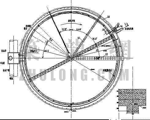 二沉池集配水井剖面图资料下载-江苏某污水处理厂二沉池平剖图