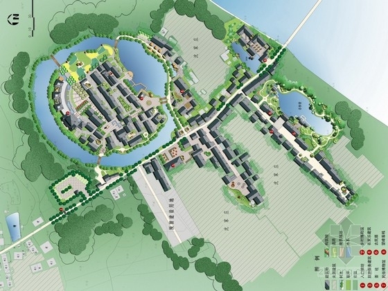 乡镇规划设计片面图psd资料下载-[湖北]生态古风乡镇旅游规划设计方案