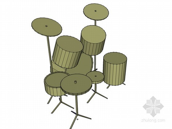 CAD乐器模型资料下载-架子鼓sketchup模型