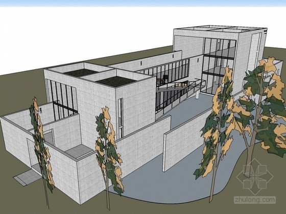 安藤忠雄方案模型资料下载-安藤忠雄的芝加哥住宅建筑SU模型