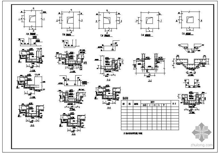 集水坑节点CAD资料下载-各种集水坑配筋节点构造详图