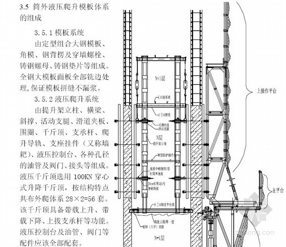 悬臂模板爬翻模资料下载-[北京]核心筒液压爬模与提升架吊挂模板整体提升施工方案