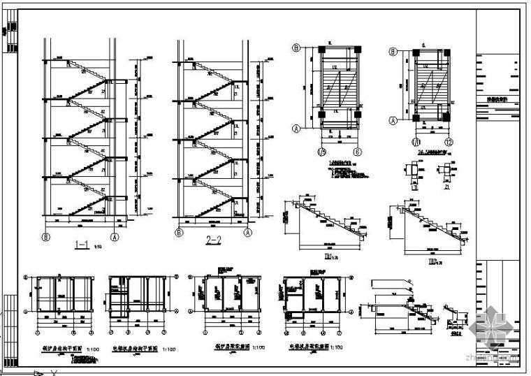 楼梯电梯详图资料下载-某楼梯及锅炉房电梯机房节点构造详图