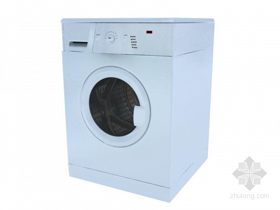 滚筒洗衣机su资料下载-白色滚筒洗衣机3D模型下载