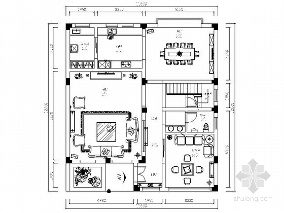 武汉别墅设计图资料下载-[武汉]森林公园度假村简欧独栋别墅CAD装修施工图（含效果）