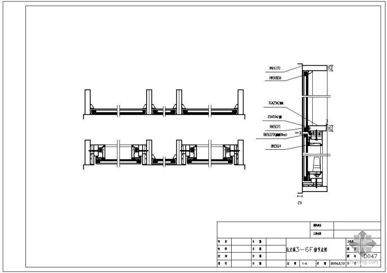 明框玻璃幕墙节点dwg资料下载-某明框玻璃幕墙节点构造详图（二）（北立面3-6F窗图）
