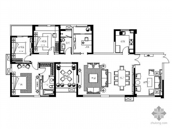 96平米三居装修设计图资料下载-知名地产160平米三居样板间装修图