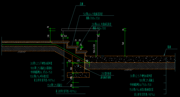 农村文化广场施工图-3台阶及花圃做法