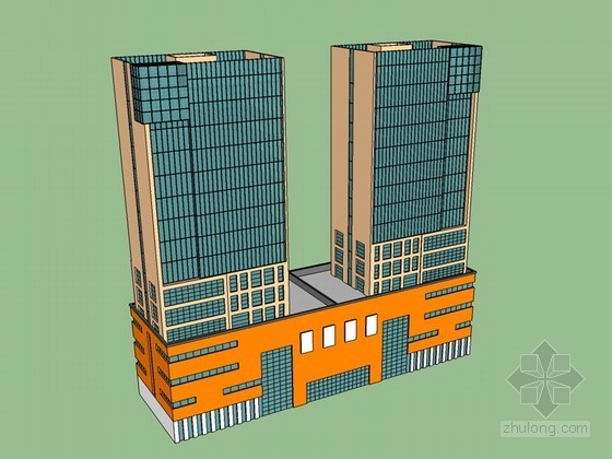 公司总部办公大楼su模型资料下载-简洁办公大楼SketchUp模型下载