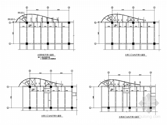 广场大商业外立面钢结构施工图（含3D3S计算书）-北立面刚架平面图、结构平面图