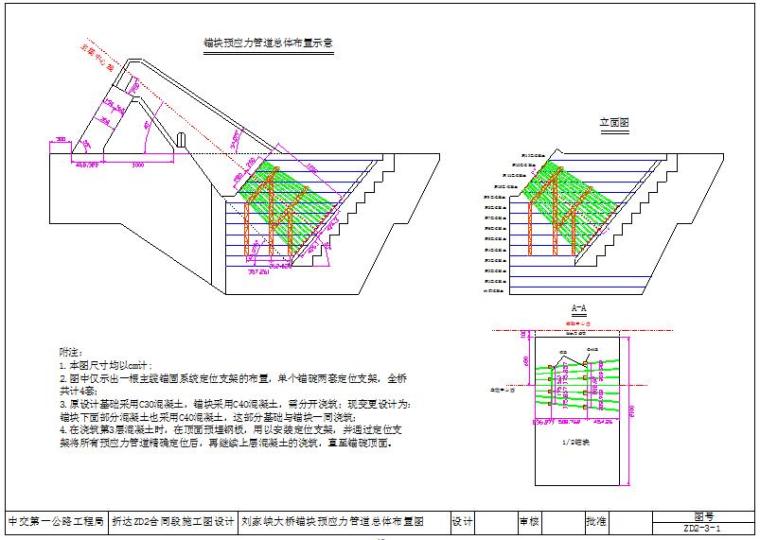 [甘肃]悬索大桥锚碇混凝土施工专项方案（重力式锚）-锚块预应力管道总体布置图