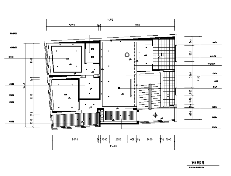 [福建]现代简约三居室套房住宅设计施工图（附效果图）-顶面布置图