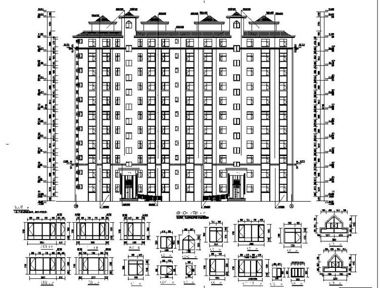 [宁夏]简欧风格高层住宅楼施工图-简欧风格高层住宅楼立面图