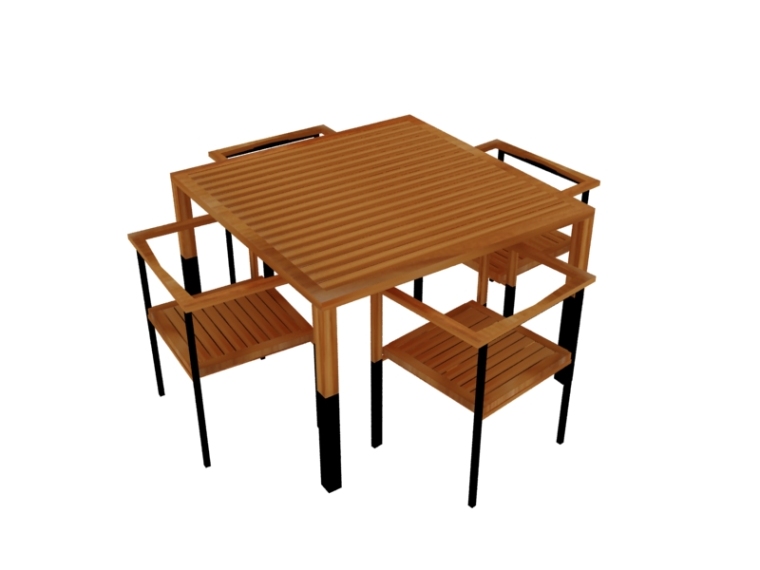 餐椅3d模型资料下载-四人餐桌椅3D模型下载