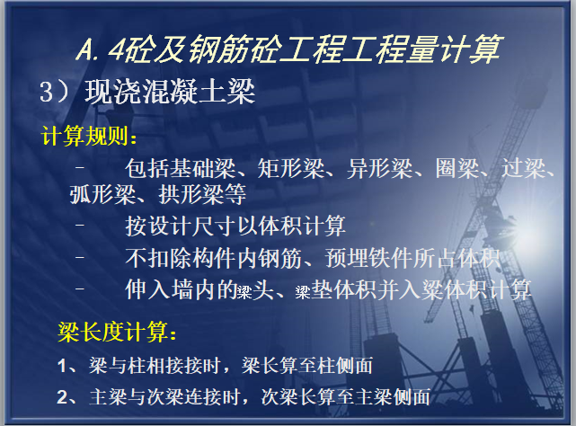 建筑工程工程量计算规则（清单）-现浇混凝土梁