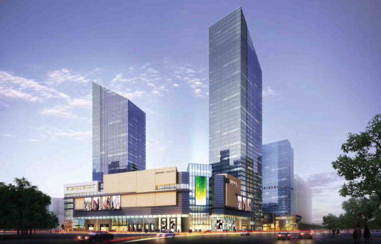 四层商业中心建筑设计方案资料下载-[郑州]超高层双座商业办公综合体建筑设计方案文本