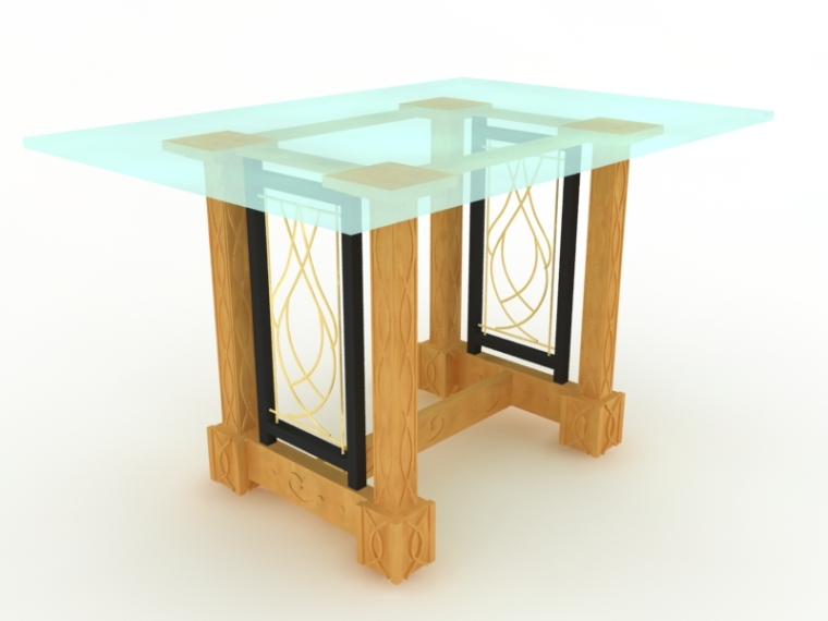 3d玻璃门窗模型资料下载-玻璃台面桌3D模型下载